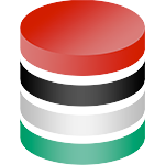 Logo for Databases for Palestine: the symbol for databases (cylinder) in the colors of the Palestinian flag