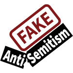 Logo for Zionist Hoaxes: The words "fake antisemitism" in a colorful artistic style