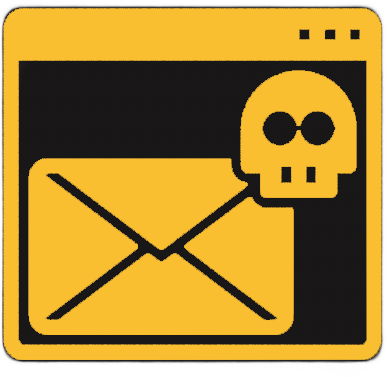 Logo for Shady IDF: Retro-hacker styled envelope with a skull